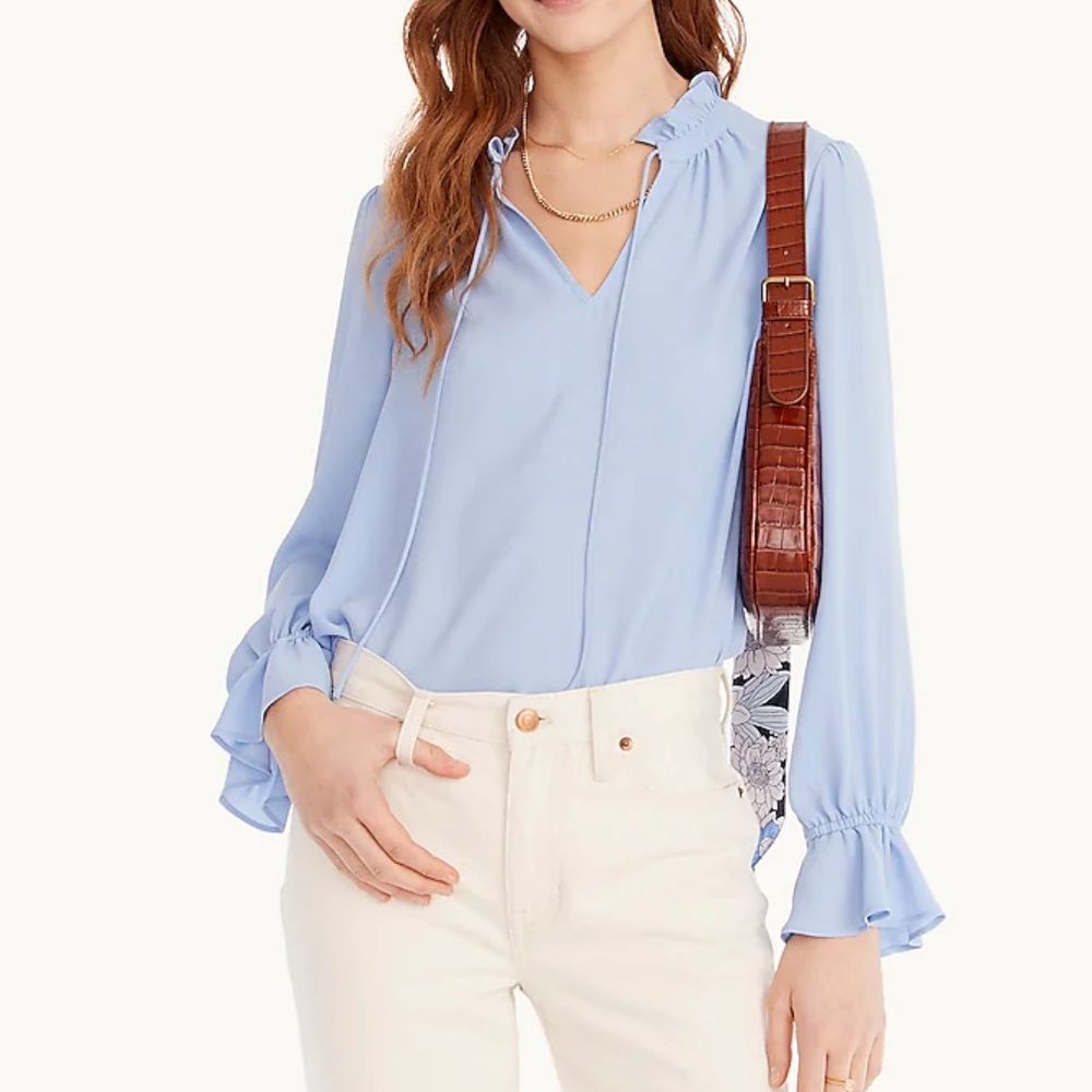 J.Crew Drapey ruffle tie-neck top
